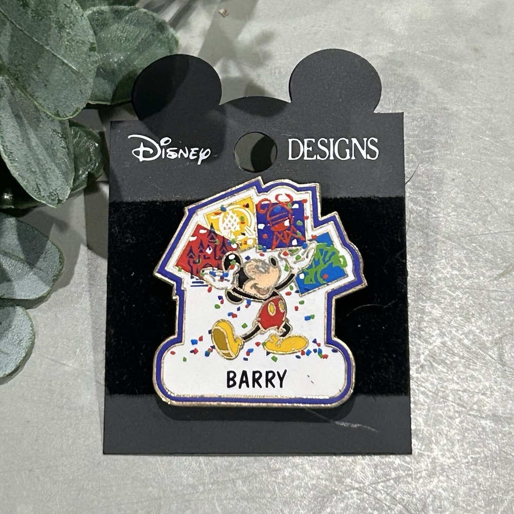 Disney Personalized Enamel‎ Souvenir Lapel Name Pin "BARRY" Mickey Mouse